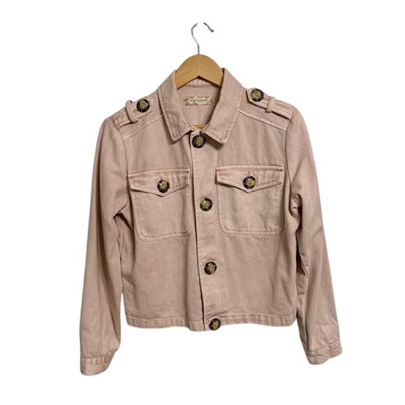 New BAND OF GYPSIES Billie Jean Pink Denim Jacket | S - Picture 2 of 6